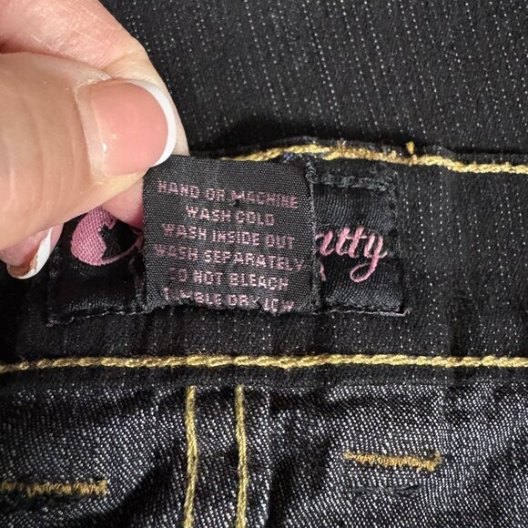 Cutie Catty Black Denim Jeans Womens Size 7 Contrast Stitching Pockets Tapered - Picture 6 of 7